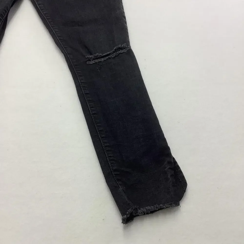Denizen From Levis Ankle Skinny Jeans Womens 10 Black Charcoal Wash Distressed